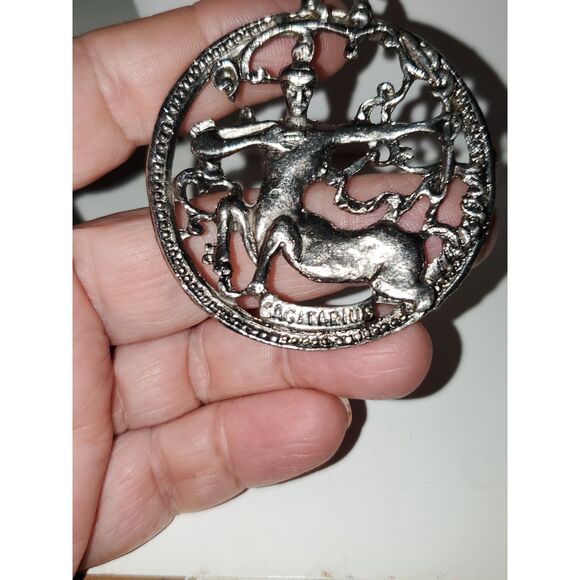 A Sagittarius Zodiac Pendant Heavy Chain Astrological Centaur Archer Unisex - Picture 4 of 10